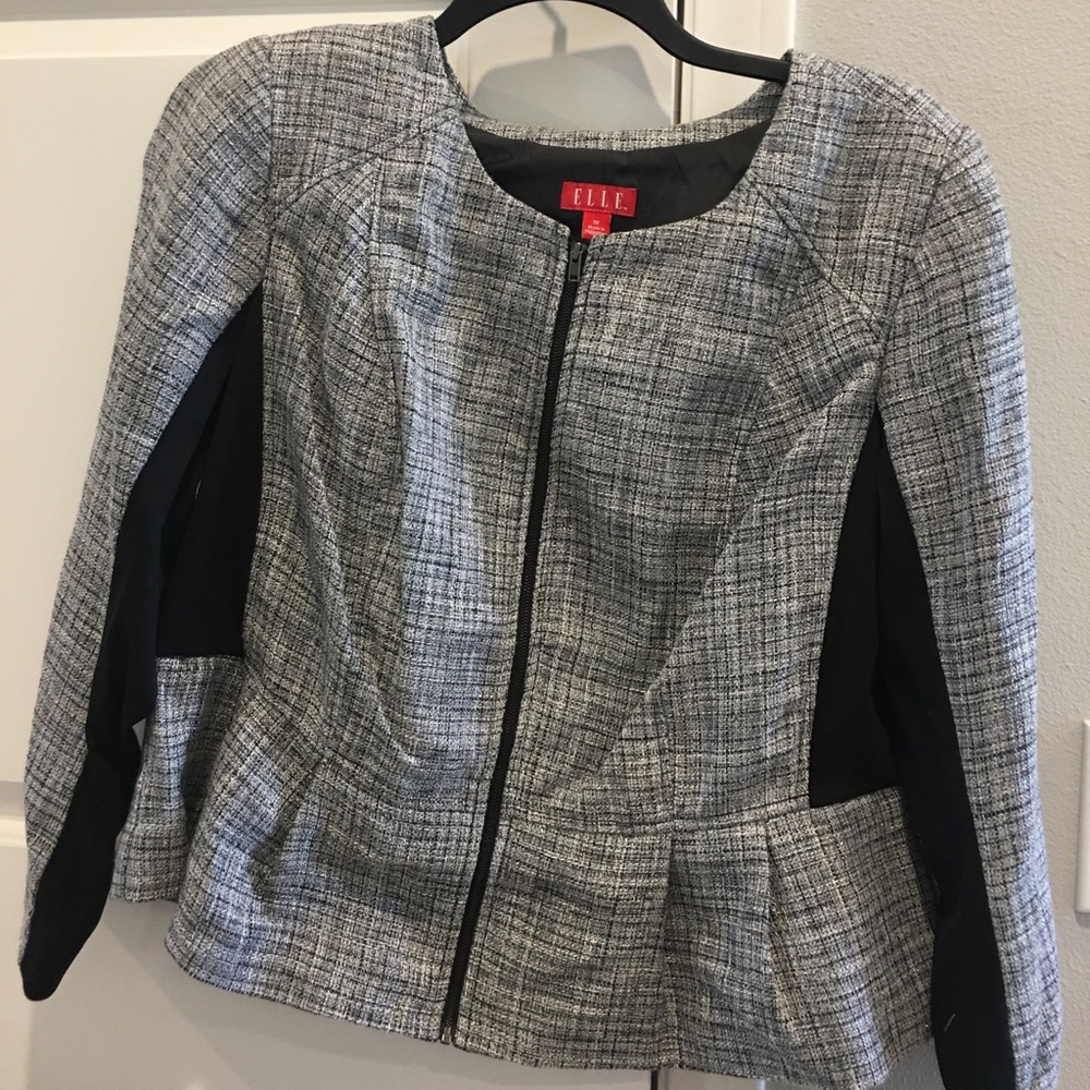 Plaid Elle jacket zip peplum blazer suit jacket